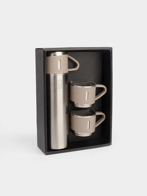 Набор для напитков, 3 перс, 4 пр, дорожный, термос 500 мл, сталь/пластик, бежевый, Electrum, image-6