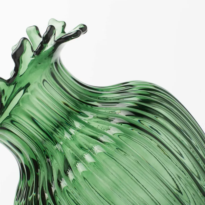 Ваза для цветов, 27 см, стекло, зеленая, Ribedic, image-6