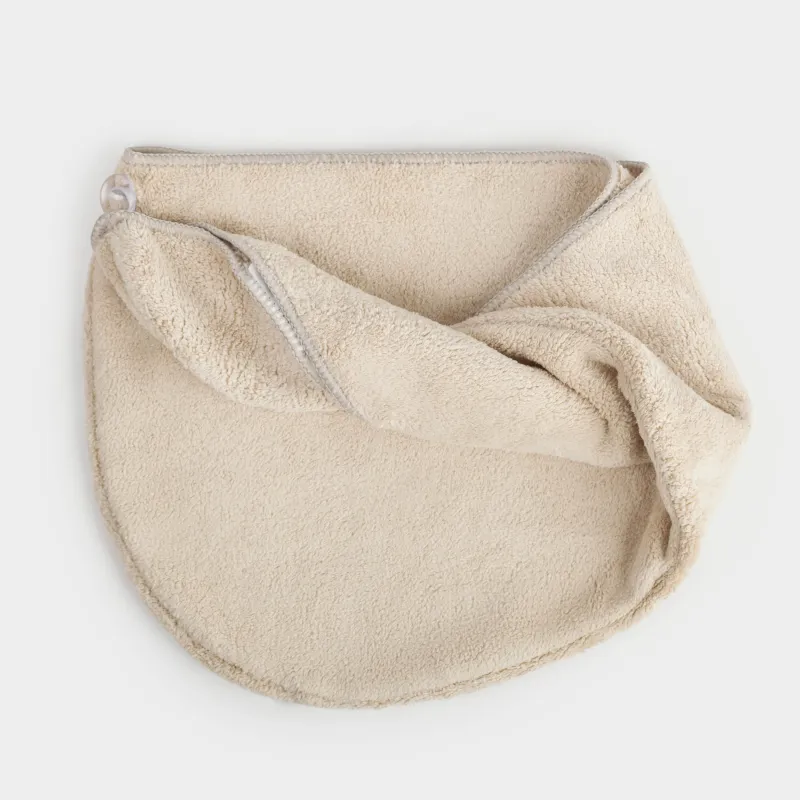 Полотенце-тюрбан для волос, 60х23 см, флис, бежевое, Showy, image-0