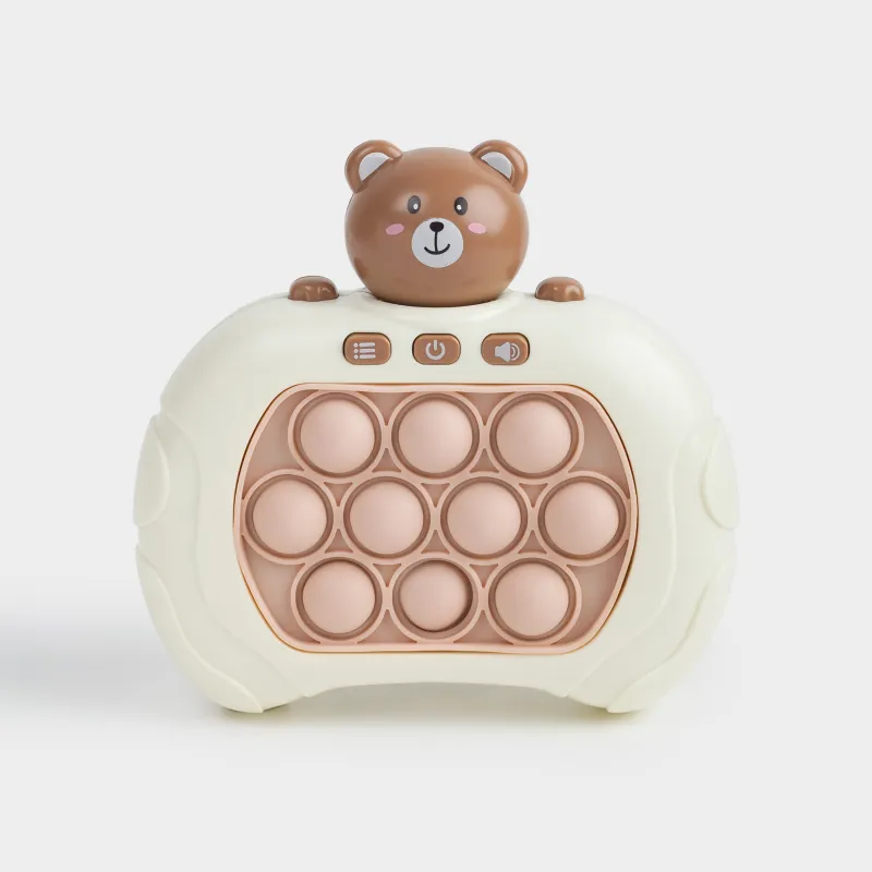 Игрушка развивающая, антистресс, 13х12 см, электронная, пластик, бело-коричневая, Мишка, Pop-it