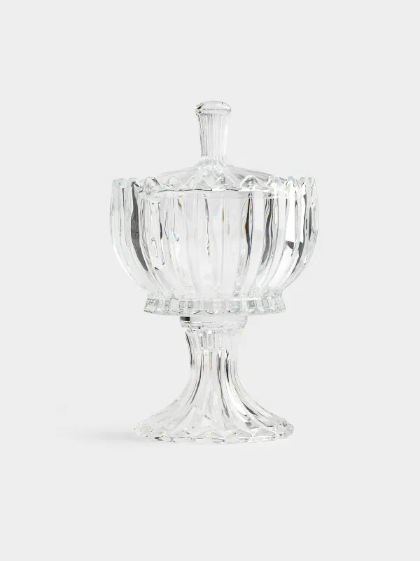 Конфетница, 24x16 см, на ножке, с крышкой, стекло Р, Alpine, image-1