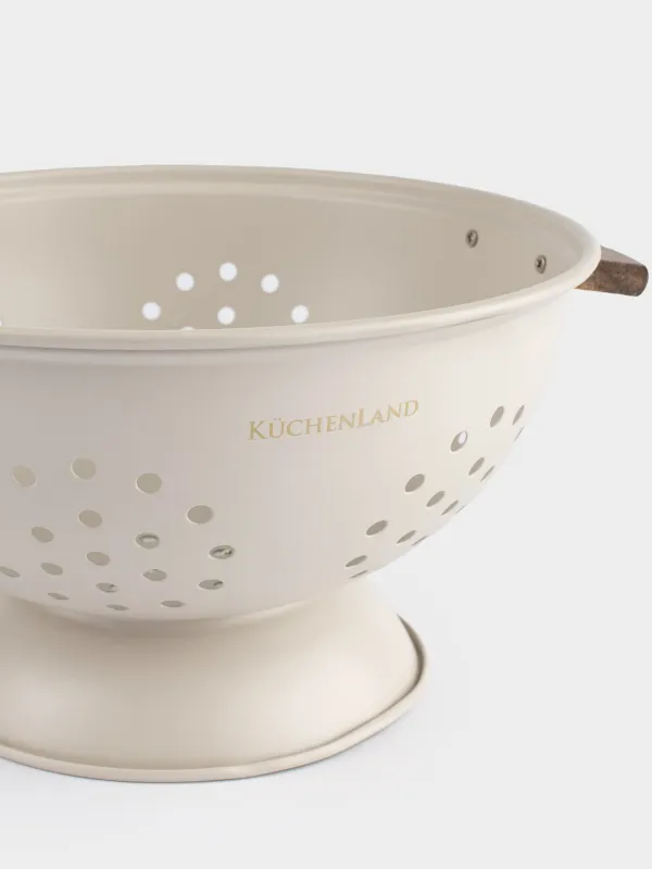 Дуршлаг, 24 см, с ручками, металл/дерево, бежевый, Ritlen, image-3