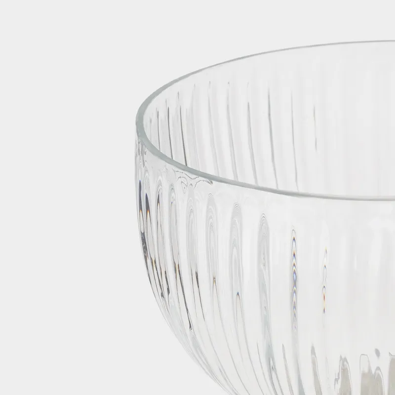 Блюдо на ножке, 14х20 см, стекло Р/металл, серебристое, Fantastic rib, image-2