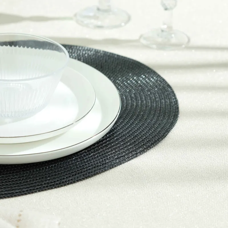 Салфетка под приборы, 30х45 см, полиэстер, овальная, черная, Circle shine, image-3