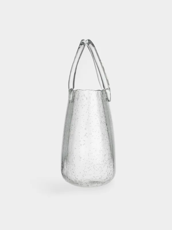 Ваза для цветов, 31 см, декоративная, с ручкой, Сумка, Clear, image-2