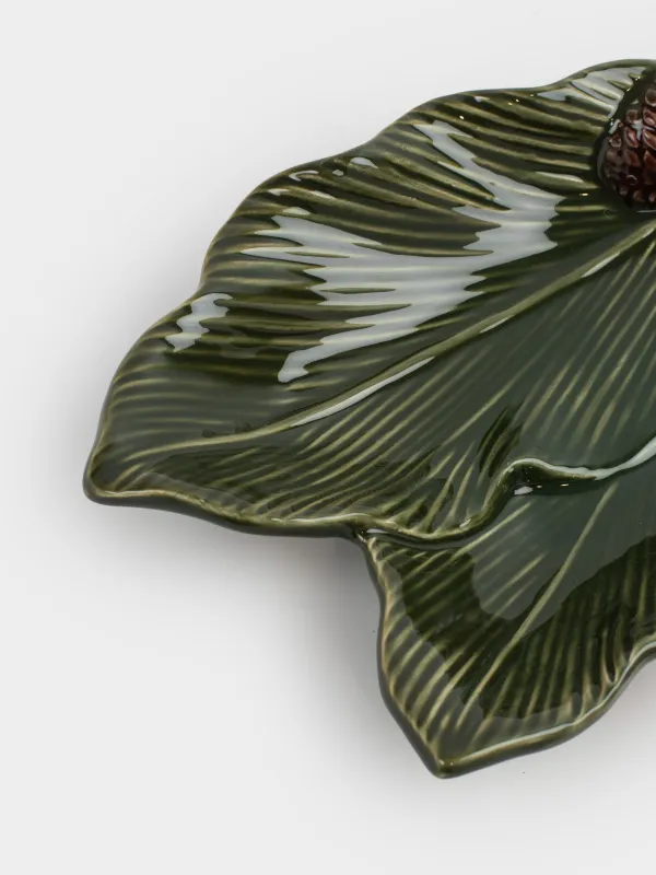Блюдо, 22х15х5 см, керамика, зеленое, Шишки на еловых ветках, Forest whispers, image-3