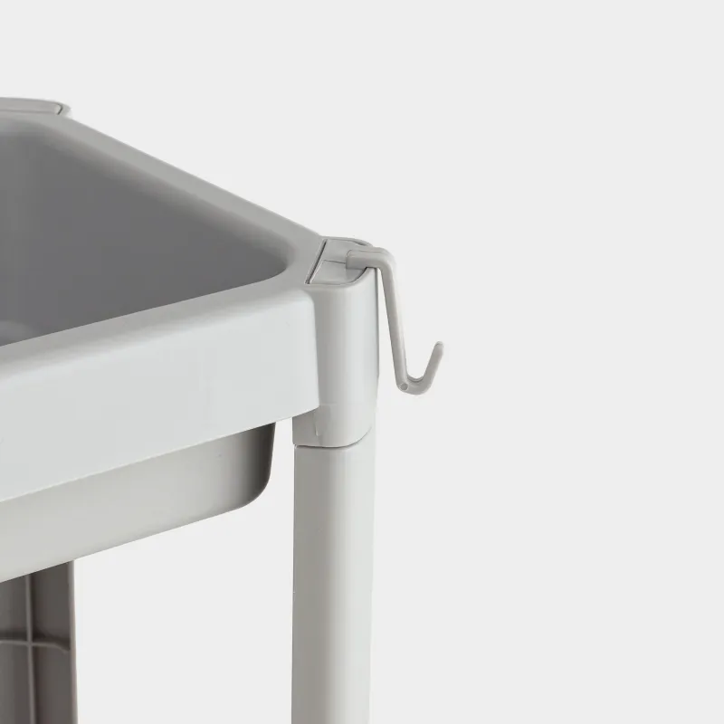 Этажерка, 3-х ярусная, 58х18х75 см, пластик, серая, Grating, image-6