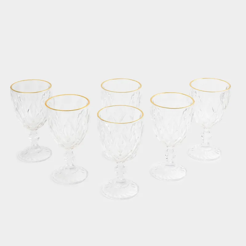Бокал-кубок для вина, 300 мл, 6 шт, стекло Р, с золотистым кантом, Rhomb gold, image-1