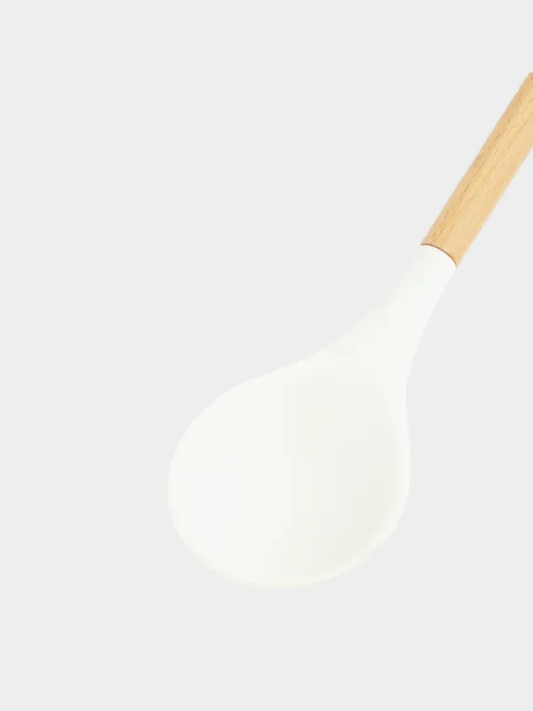 Ложка сервировочная, 32 см, силикон/дерево, бежевая, Provence, image-3