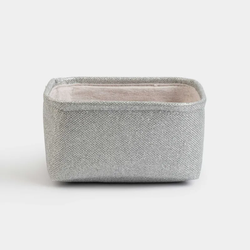 Корзина для хранения, 20x15x10 см, полиэстер, прямоугольная, серебристая, Ideally