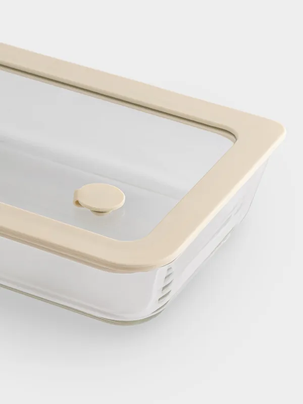 Контейнер, 700 мл, с клапаном, стекло Т/силикон, прямоугольный, бежевый, Verre, image-2