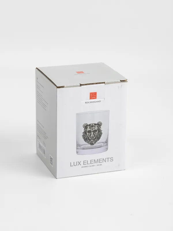 Стакан для виски, 10 см, 340 мл, стекло/металл, Серебристый медведь, Lux elements, image-6