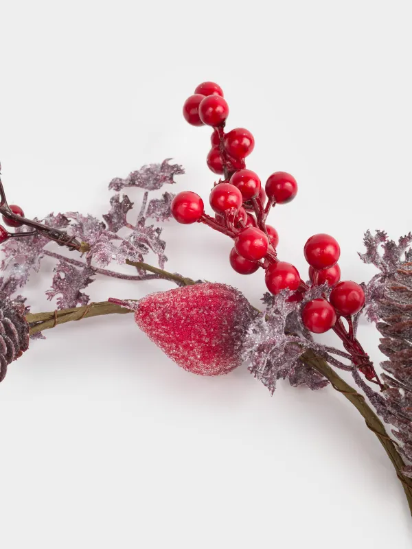 Венок декоративный, 15/27 см, пенопласт/пластик, Красные ягоды, Red berry, image-3