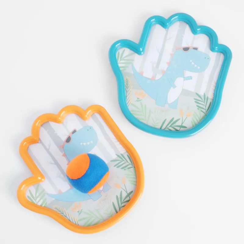 Набор игровой, 3 пр, пластик, цветной, Тарелки-липучки с мячом, Ладошки, Dino, image-1