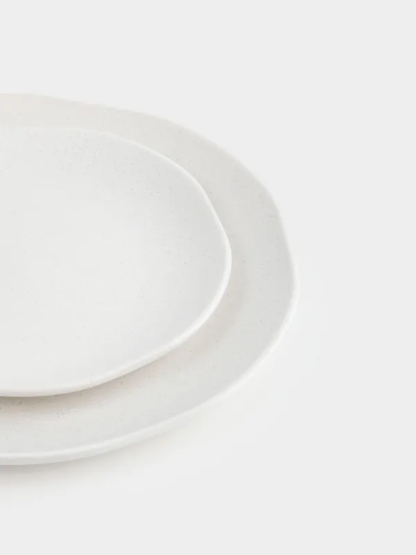 Сервиз обеденный, 6 перс, 18 пр, керамика, молочный, в крапинку, Неровный край, Demicile light, image-3