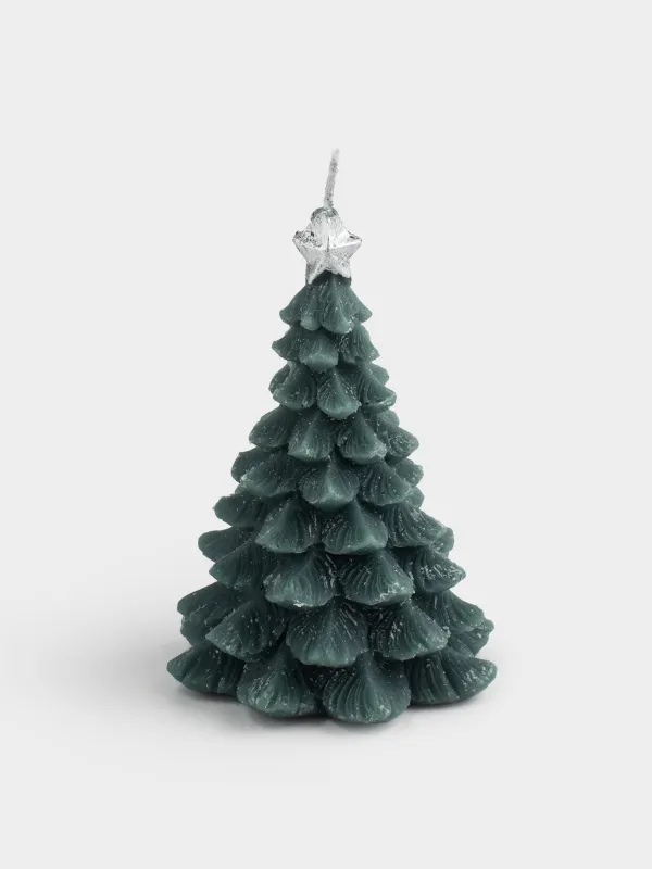 Свеча, 12 см, с блестками, зеленая, Елка, Fir candle, image-0