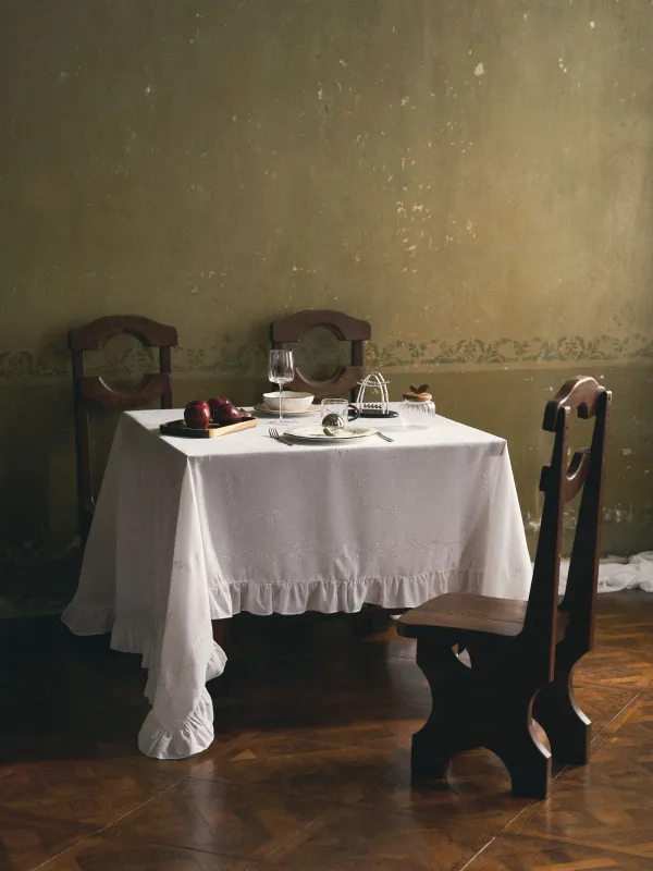 Скатерть, 160х160 см, с рюшами, Цветочные ветви, Wavy branches, image-7