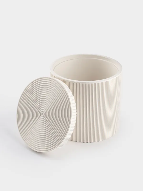 Шкатулка для ванной, 10 см, полирезин, молочная, White stripes, image-2