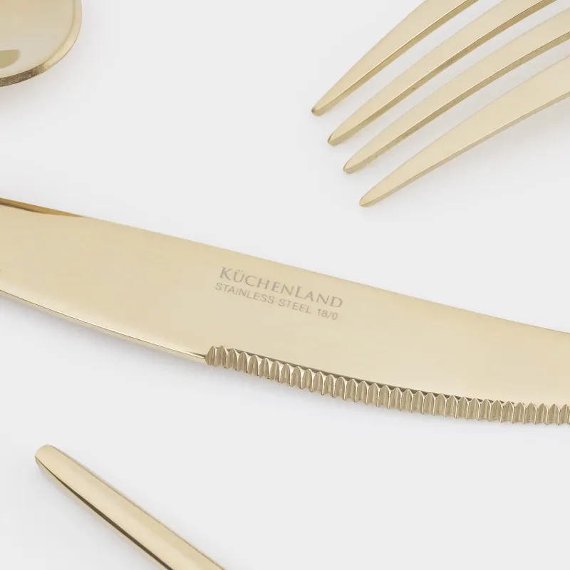 Столовые приборы, 6 перс, 24 пр, сталь, золотистые, Montreal, image-2