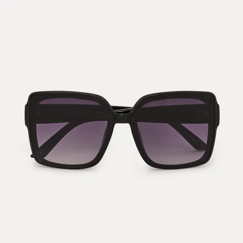 Очки солнцезащитные, пластик, квадратные, черные, Nifty