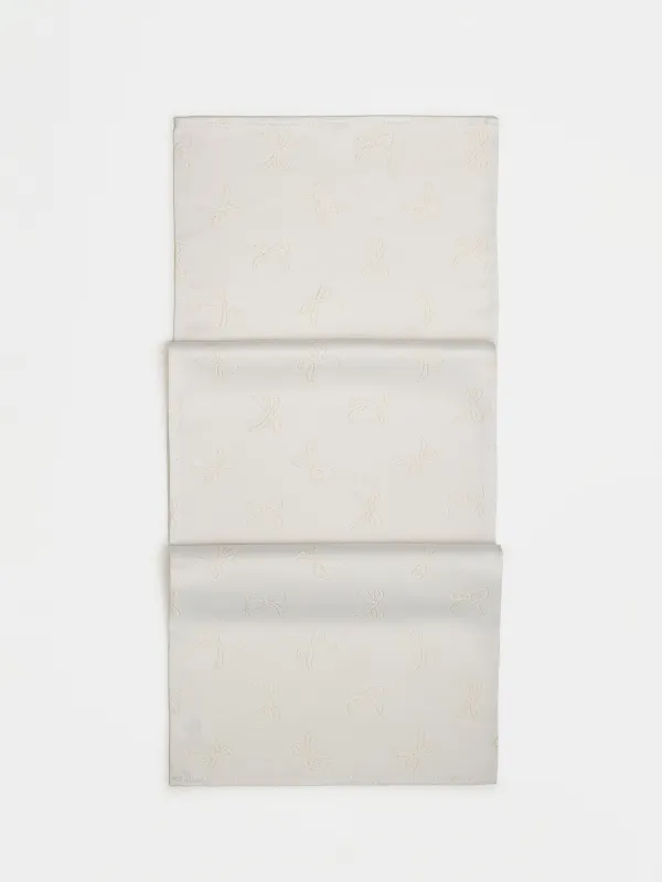 Дорожка настольная, 40х160 см, жаккард, полиэстер, молочная, Банты, Jacquard bow, image-0