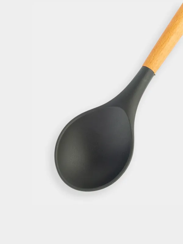 Ложка сервировочная, 31 см, силикон/дерево, серая, Weekend, image-3