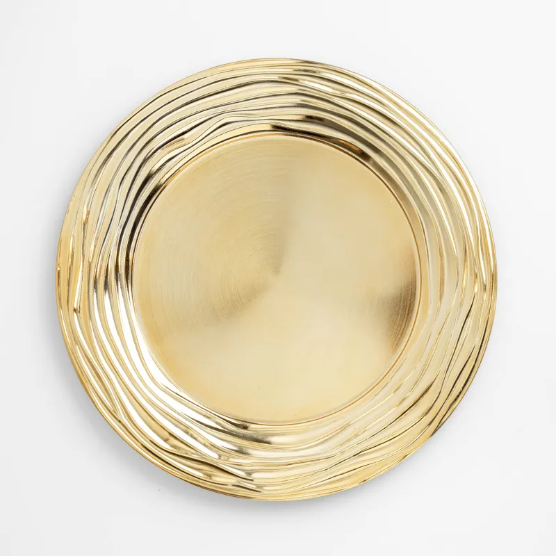 Тарелка подстановочная, 33 см, пластик, золотистая, Волны, Plastic wave