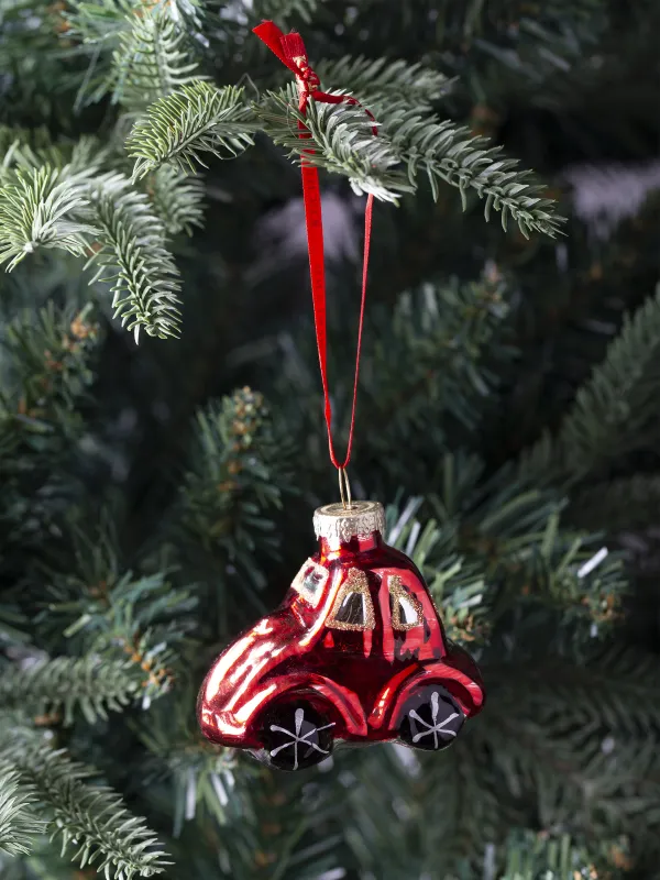 Игрушка елочная, 7х5 см, стекло, красная, Машина, Figure christmas, image-4