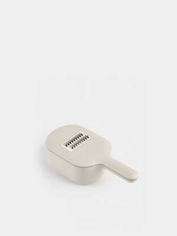 Терка, 29х14 см, 4 насадки, с контейнером, с ручкой, пластик/сталь, серая, Matto, image-1