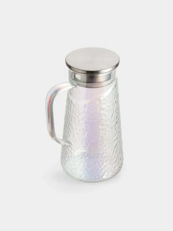 Кувшин, 1,2 л, с крышкой-фильтром, стекло Б/сталь, перламутр, Ripply polar, image-3