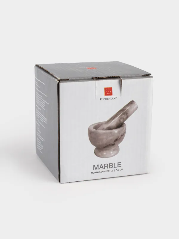 Ступка для специй, 8 см, с пестиком, мрамор, серая, Marble, image-5