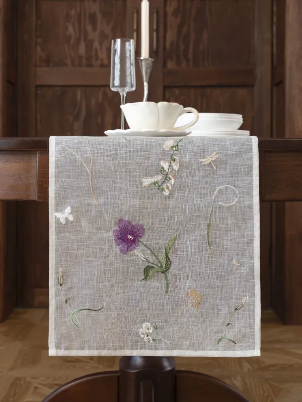 Дорожка настольная, 40х160 см, Цветы, Curiosity flower, image-6