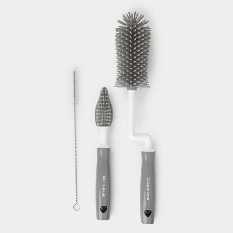 Набор ершиков для мытья бутылок, 30/19 см, 2 шт, пластик/силикон, серый, Clean