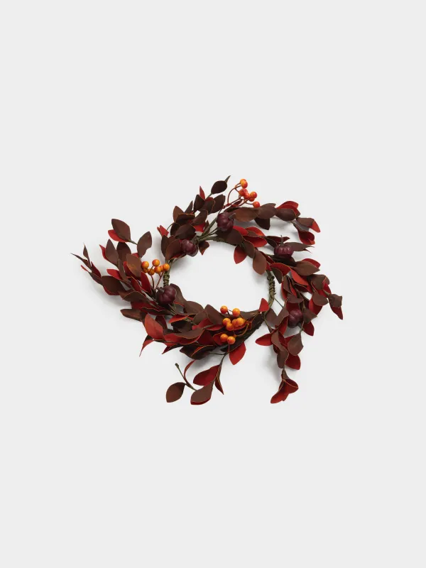 Венок декоративный, 17/33 см, Бордовые тыквы и ягоды, Grand garden decor, image-0