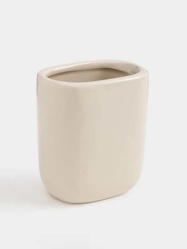Стакан для ванной комнаты, 10 см, керамика, бежевый, Nira, image-1