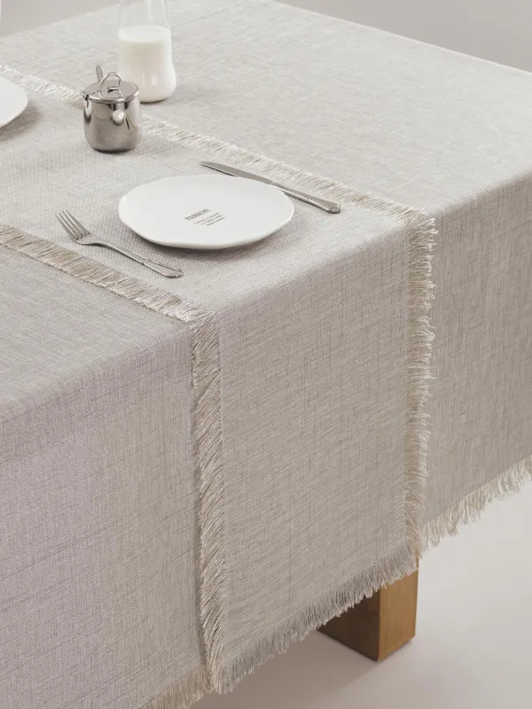 Дорожка настольная, 40х160 см, с бахромой, полиэстер, серый меланж, Beverin, image-6