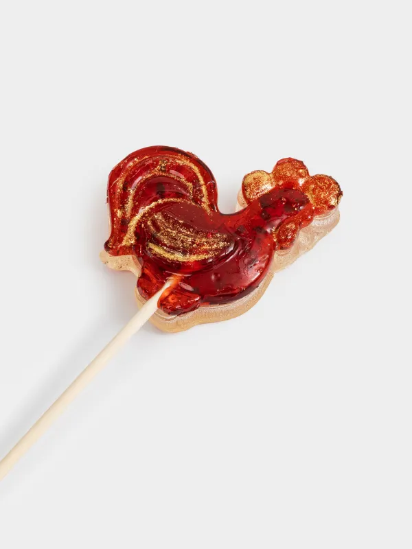 Леденец, 30 гр, погремушка, на палочке, изомальт, красный, Петушок, Sweet life, image-3