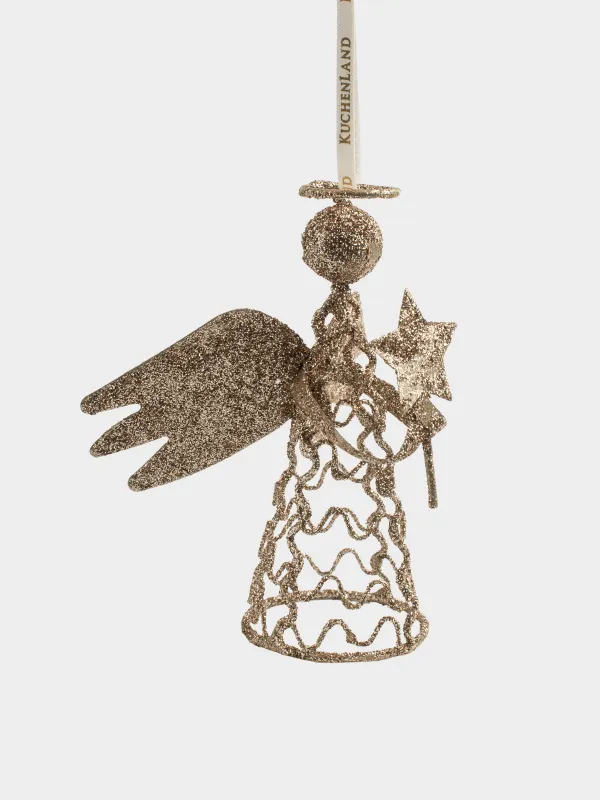 Игрушка елочная, 15 см, металл, шампань, Ангел, Angel sparks, image-1