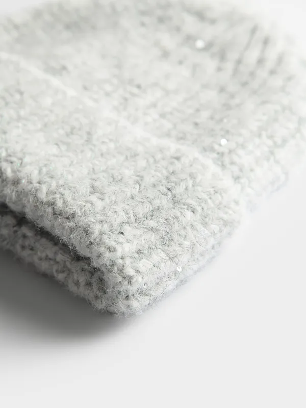 Шапка с добавлением шерсти и люрекса Knitting fuzz, image-1