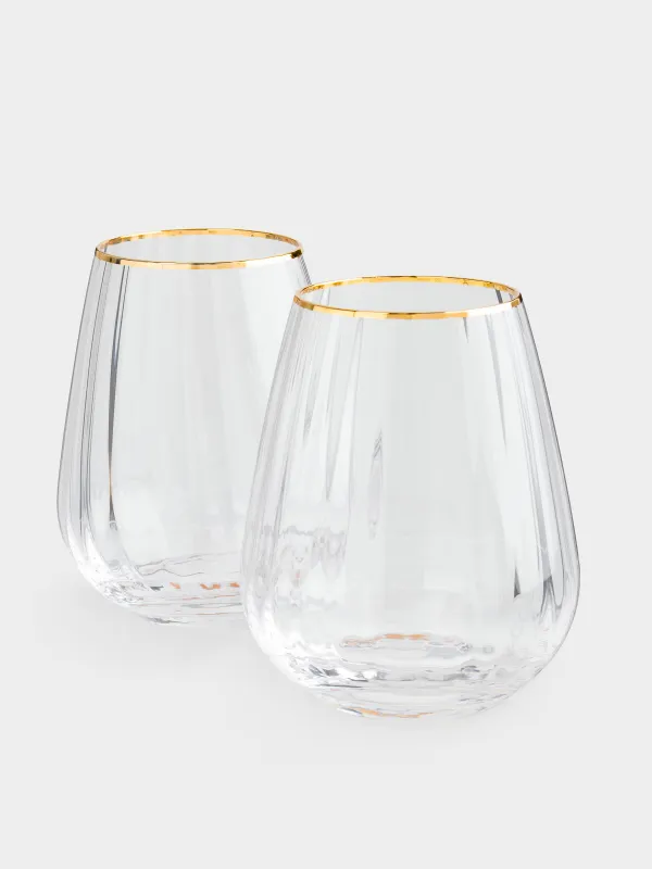 Стакан, 11 см, 430 мл, 2 шт, стекло, с золотистым кантом, Glyfada, image-1
