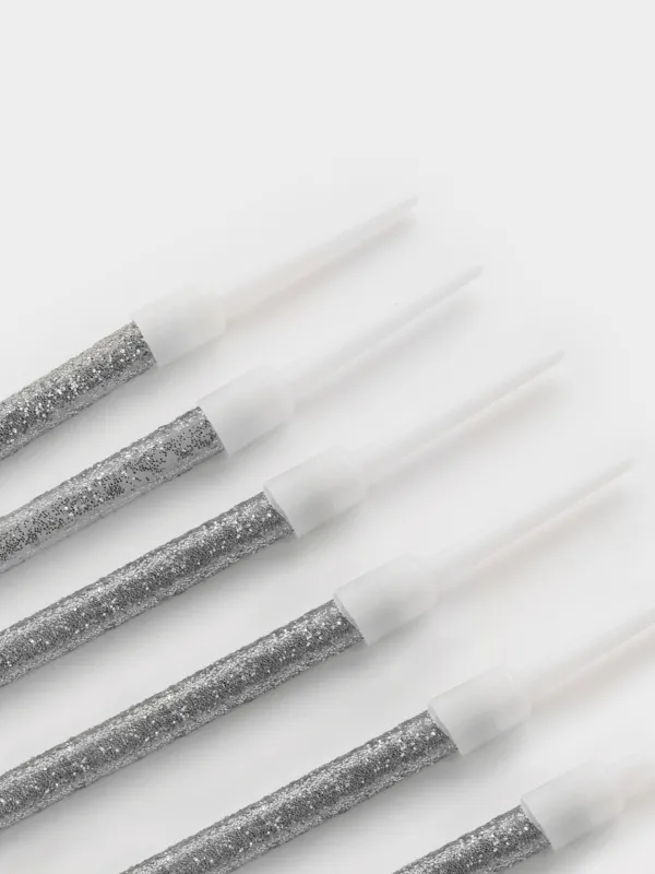 Свеча для торта, 15 см, 6 шт, тонкая, серебристая, Birthday party, image-2