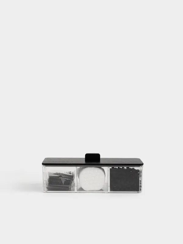 Контейнер с ватными дисками/палочками/зубными нитями, Basic black, image-0