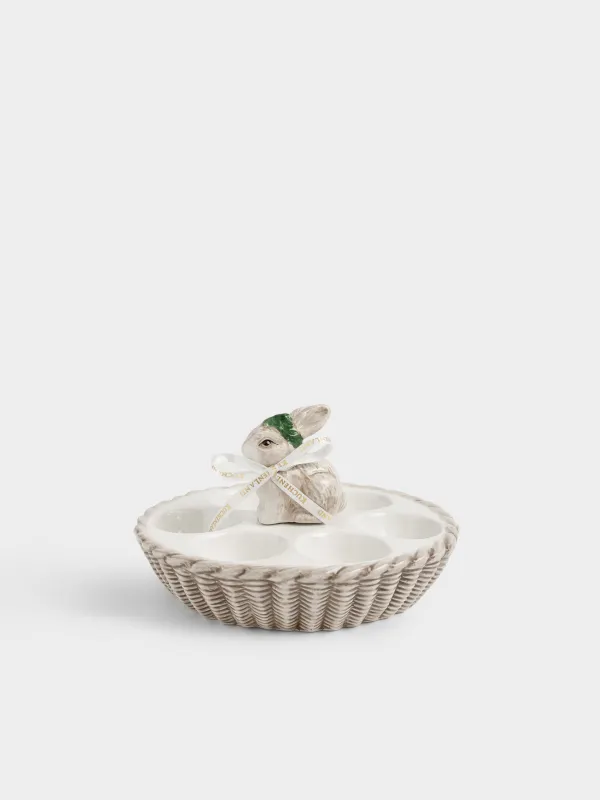 Блюдо пасхальное, 15х10 см, 6 отд, керамика D, молочно-коричневое, Кролик c венком, Easter lace, image-0