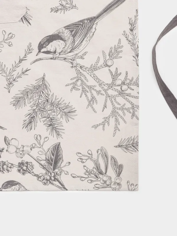 Фартук, 65х80 см, хлопок, серо-бежевый, Снегири на ветках, Bullfinchs, image-6