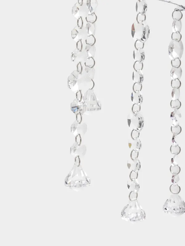 Ветка декоративная, 55 см, стекло, Серебристые кристаллы, Crystal decor, image-3