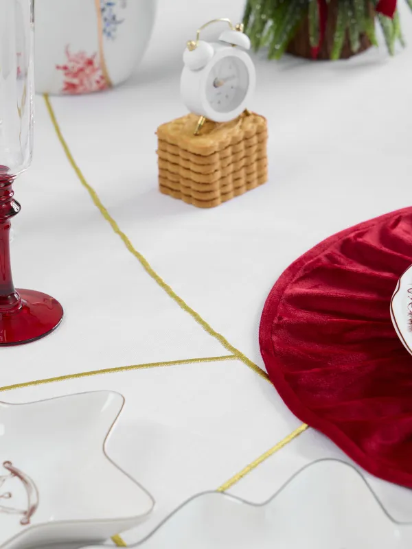 Скатерть, 170х250 см, полиэстер, белая, Золотистые линии, Revival gold, image-3