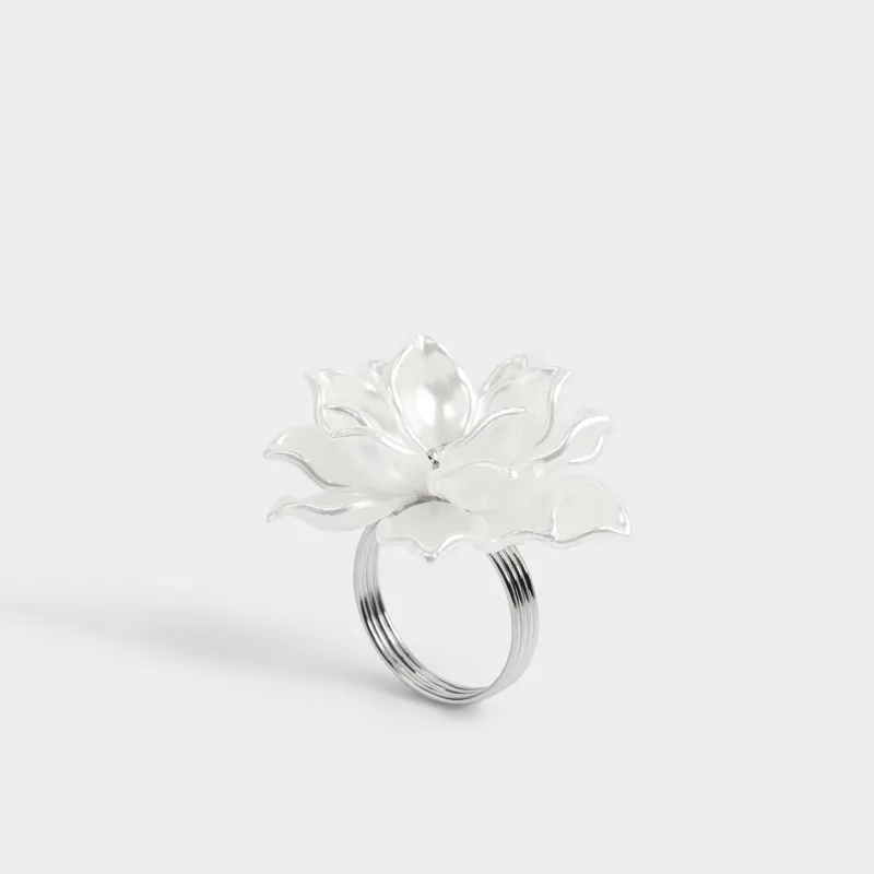 Кольцо для салфеток, 6 см, металл/пластик, белое, Цветок, Bloome