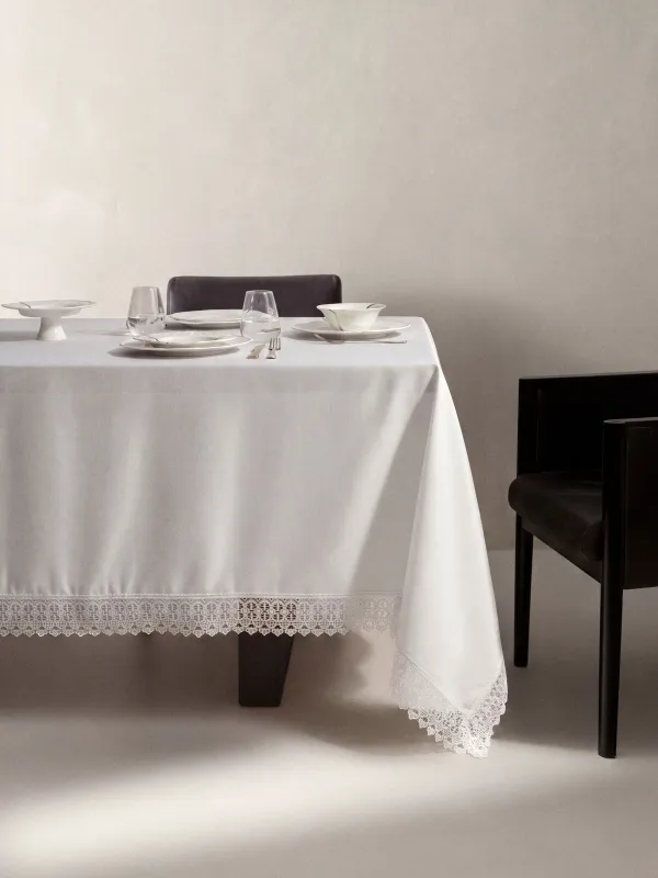 Скатерть, 160х160 см, с люрексом и кружевом, Lace lurex, image-0
