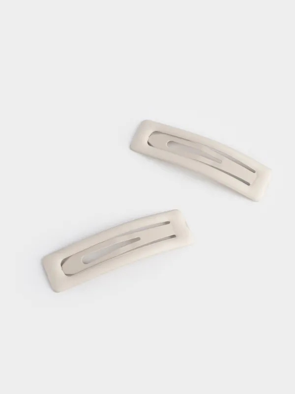 Заколка для волос, 7 см, 2 шт, металл, серая, Hair basic, image-1