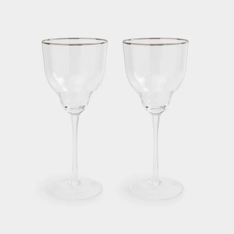 Бокал для вина, 320 мл, 2 шт, стекло, с серебристым кантом, Rimini silver, image-0